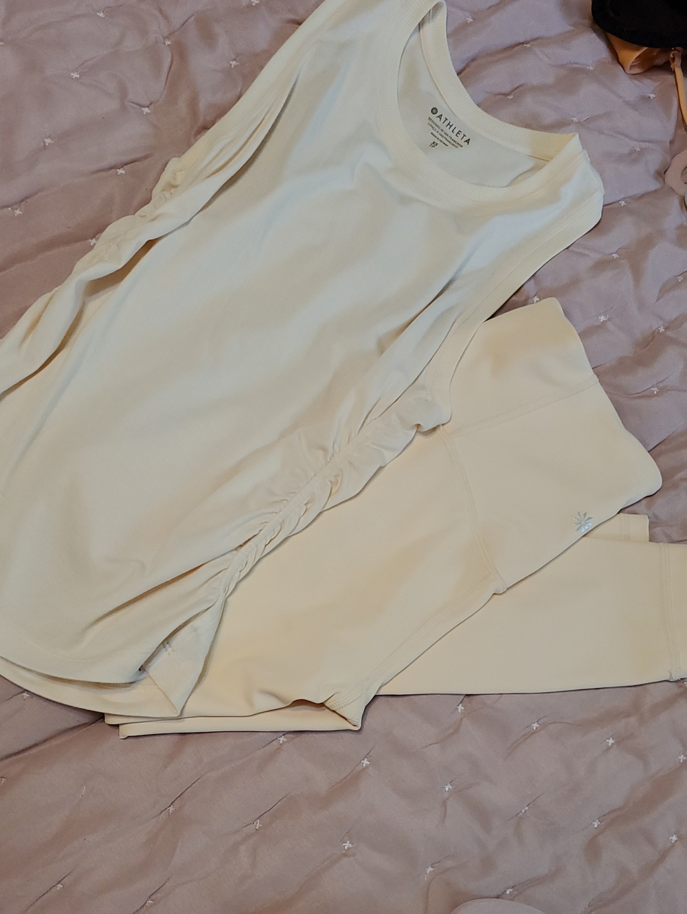 Athleta Creamsicle Ruched Side Tank Top & Matching Legging